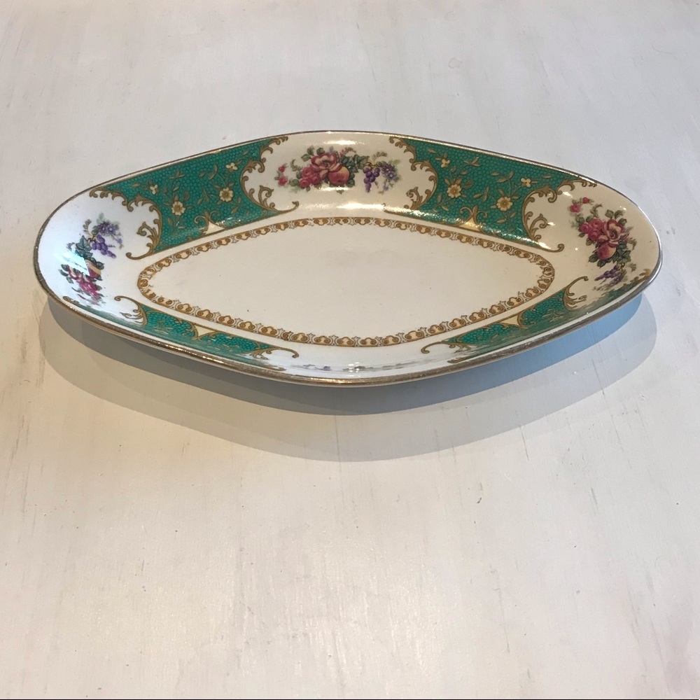 Vintage Sampson Bridgewood Green Floral Dish